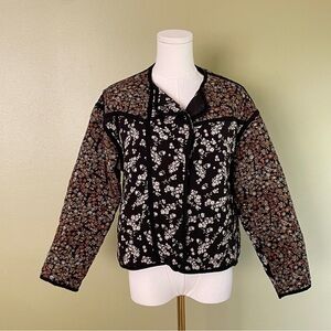 Zara Floral Patchwork Quilted Jacket Girl 11-12 Boho Cottage Shabby Rustic Farm